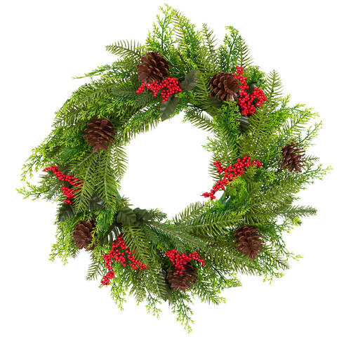 Santa's Helper Pine Cone Christmas Wreath Hanging Decoration 50cm