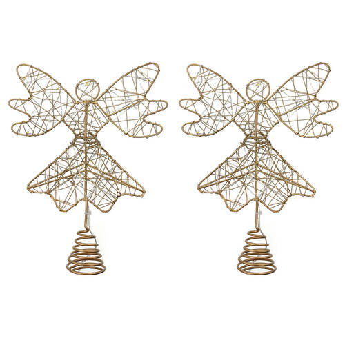 2PK Santa's Helper Christmas Tree Metal Angel Topper Decoration 25cm