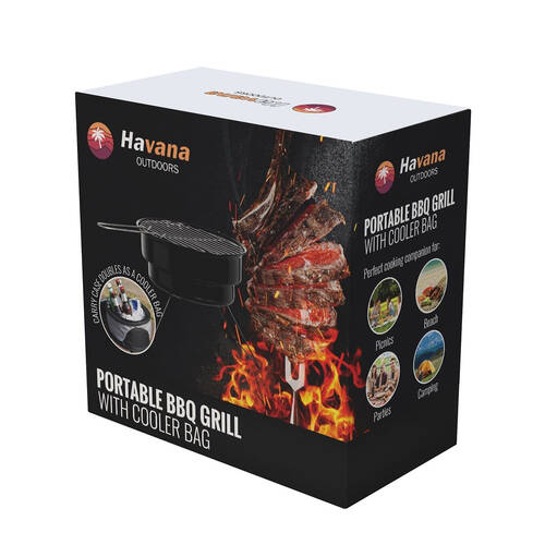 Havana Outdoors 2in1 Steel BBQ Grill Combo 26x21.5cm - Black