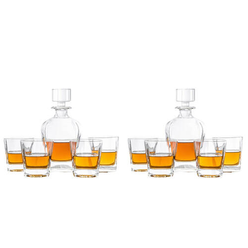 5pc Novare Oval Whiskey Decanter w/ Glasses Set - Clear