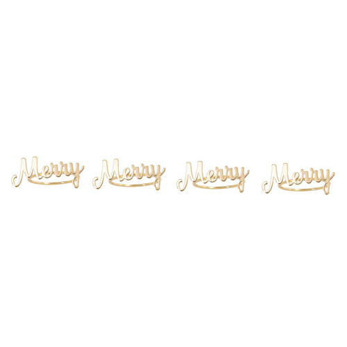 4pc Bread and Butter Alloy Merry Napkin Rings - Gold