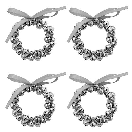 4pc Bread and Butter Steel Bell Napkin Rings - Silver