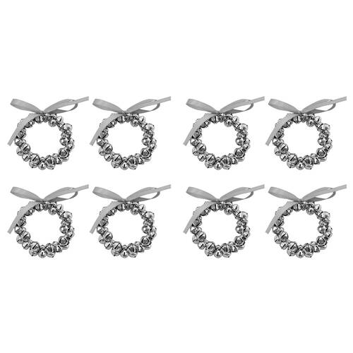 2x 4pc Bread and Butter Steel Bell Napkin Rings - Silver