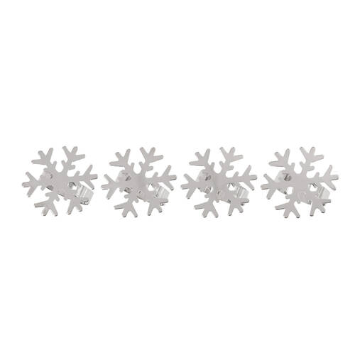 4pc Bread and Butter Steel Snow Flake Napkin Rings - Silver