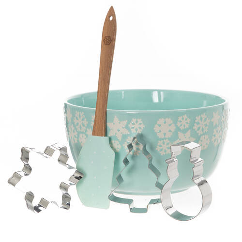 Bread and Butter Electroplate Icy Snowflake Mini Mix Bowl Set - Light Blue