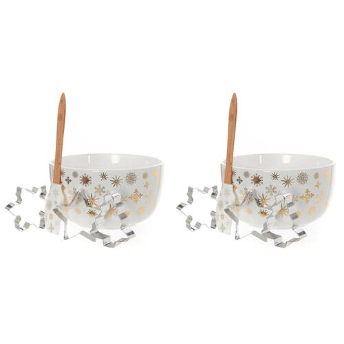 2PK Bread and Butter Electroplate Snowflake Mini Mix Bowl Set - Gold