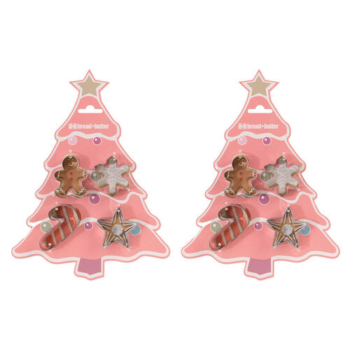 2x 4pc Bread and Butter Cookie Cutter Tree/Gingerbread Man/Snowflake/Star