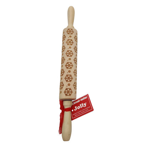 Bread and Butter Laser Etch Wooden Rolling Pin - Snowflake