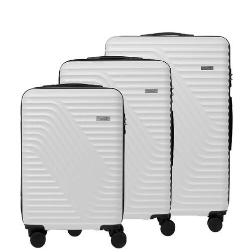 3pc Milano Atlantis ABS Travel Luggage/Suitcase Set - White