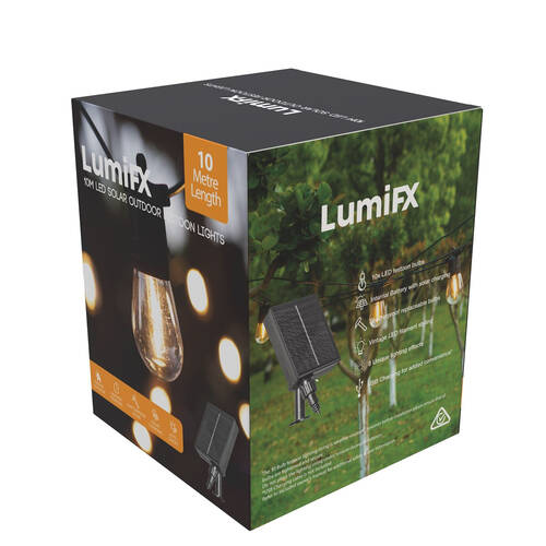 LumiFX 10 Bulb Indoor/Outdoor Festoon Lights 8 Lighting Effects 10m Warm White