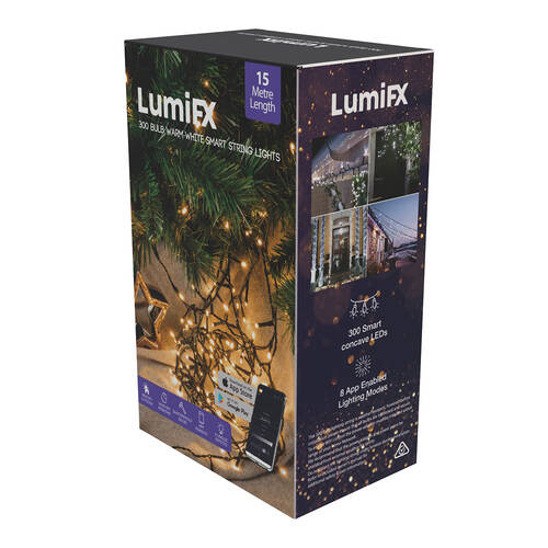 LumiFX 300 Bulb LED Wifi Smart String Lights Indoor/Outdoor 15m Warm White