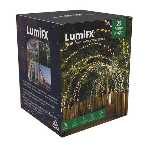 Lumifx 500-LED Powered String Lights 8 Lighting Effects 25m - Warm White