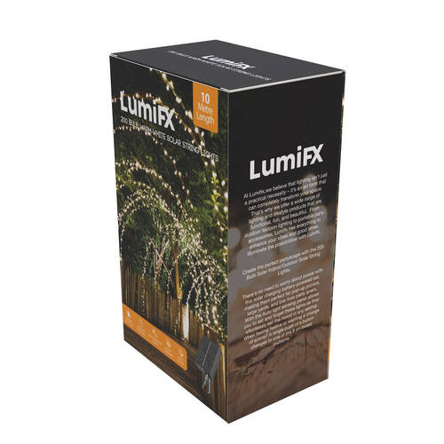 LumiFX 200 Bulb LED Powered String Lights Indoor/Outdoor 10m Warm White