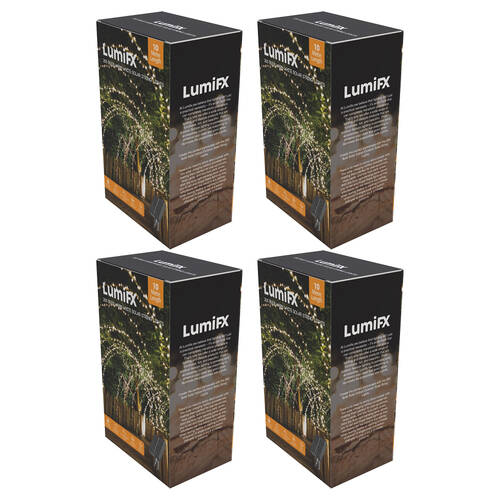 4PK LumiFX 200 Bulb LED Powered String Lights Indoor/Outdoor 10m Warm White