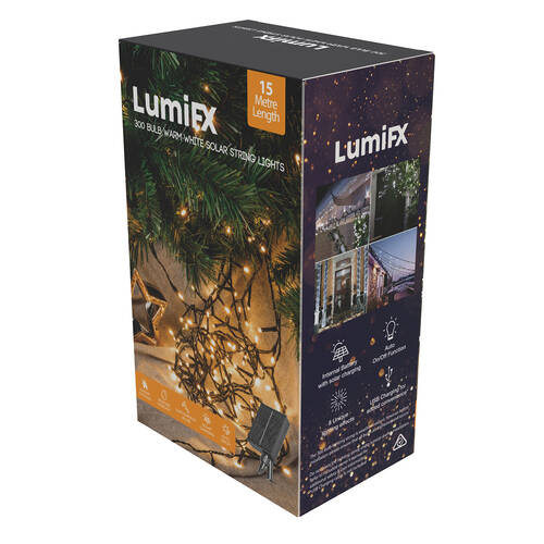 Lumifx 300-LED Powered String Lights 8 Lighting Effects 15m - Warm White