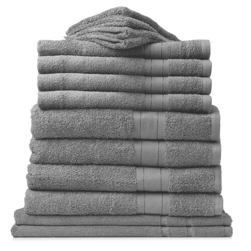 14pc Royal Comfort Mirage Soft Plush Cotton Towel Set - Light Grey