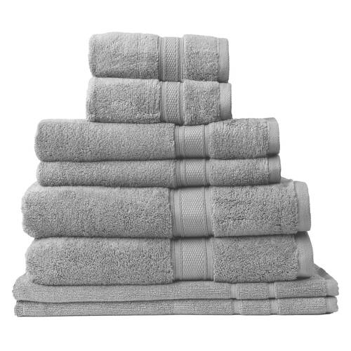 8pc Royal Comfort Zero Twist Soft Absorbent Cotton Towel Set - Light Grey