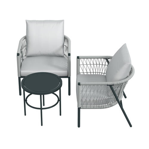 3pc Arcadia Outdoor Furniture Reims Patio/Garden Set - Grey
