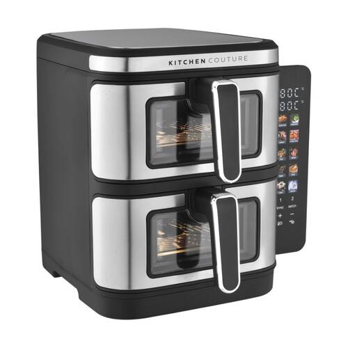 Kitchen Couture Dual Drawer Vertex Air Fryer 11L Family Sized Stainless Steel