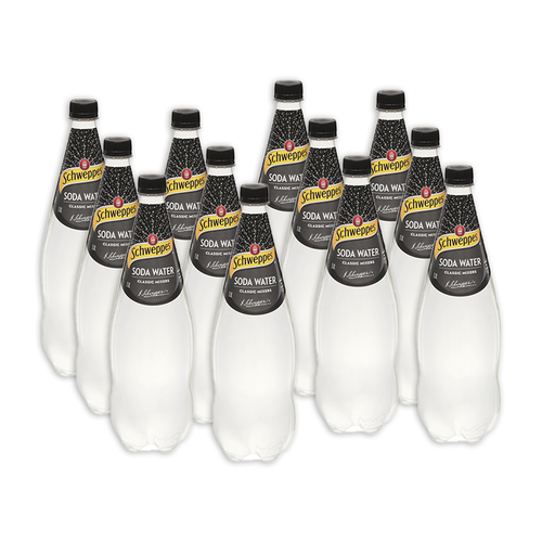 12pc Schweppes Sparkling Soda Water Drink Bottles 1.1L