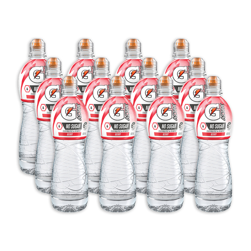 12pc Gatorade G-Active Berry Flavoured Sports Drink Bottle 600ml