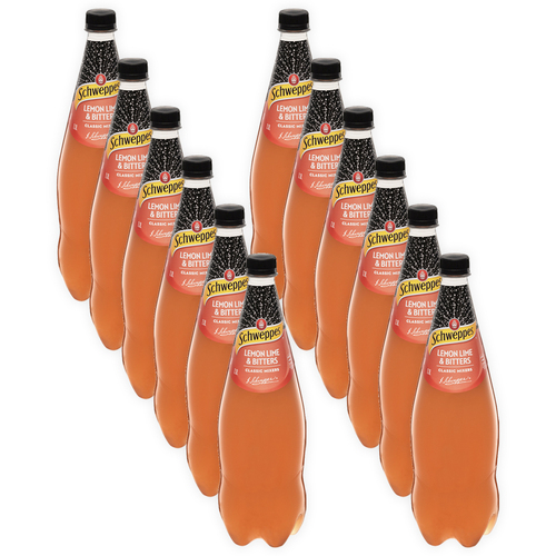 12pc Schweppes Lemon Lime Bitters Flavoured Soft Drink Bottles 1.1L