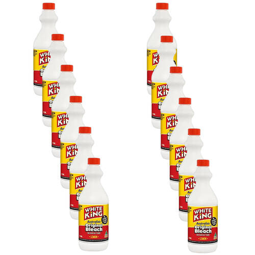 12PK White King Retro Stain-Removing Laundry Cleaning Bleach Original 750ml