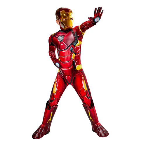 4pc Iron Man Premium Costume Size S Jumpsuit w/ Mask/Gloves Kids 7-8y
