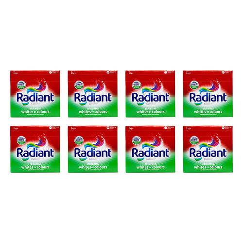 8PK Radiant Laundry Powder 1kg Brightens Whites Or Colours