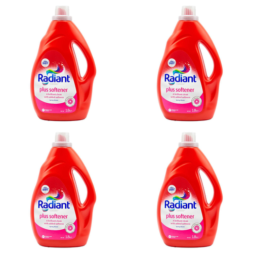4PK Radiant Plus Softener Liquid Laundry Detergent 1.8L Spring Bloom