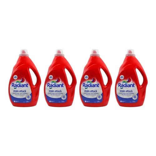 4PK Radiant Front & Top Loader Stain Attack Laundry Liquid Detergent 1.8L