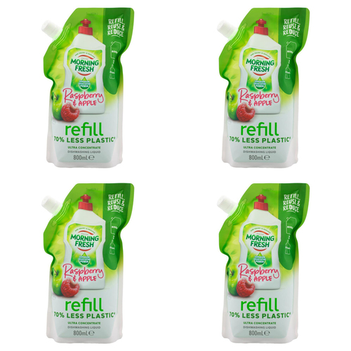 4PK Morning Fresh Concentrated Dishwashing Liquid Refill 800ml Raspberry/Apple