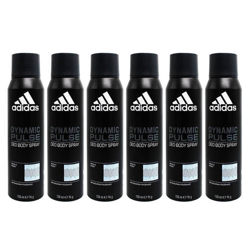 6PK Adidas Men Dynamic Pulse Deodorant Body Spray Fresh & Moody 150ml Fragrance