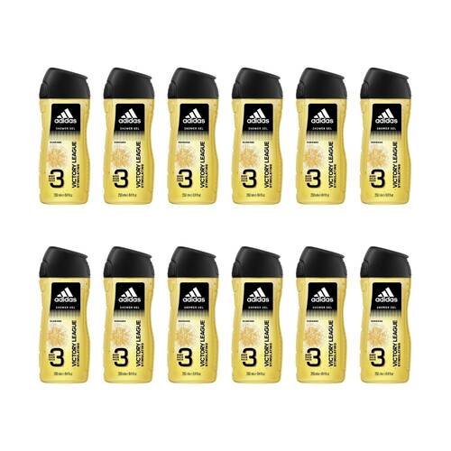 12PK Adidas Victory League Shower Gel Body Wash 250ml Bath Care