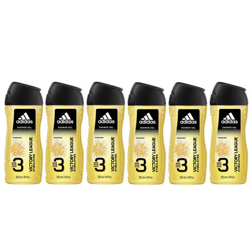 6PK Adidas Victory League Shower Gel Body Wash 250ml Bath Care
