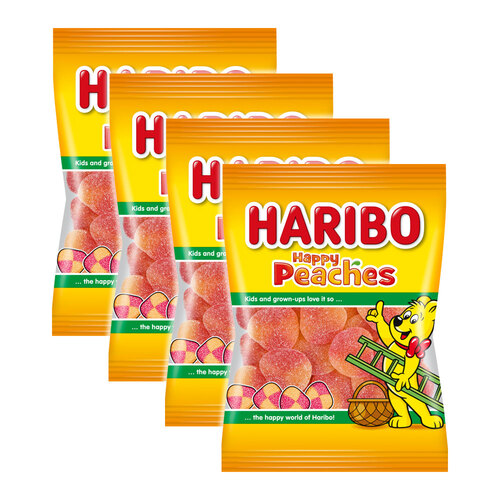 4PK Haribo Happy Peaches Gummies Bag 150g