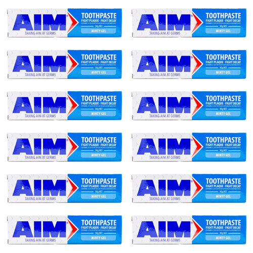 12PK Aim 90g Fluoride Toothpaste Tube Minty Gel Dental Oral Care
