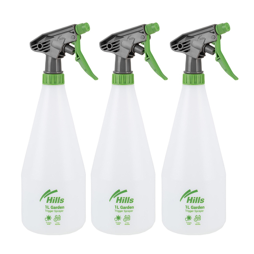 3PK Hills Garden Trigger Handle Water/Liquid Sprayer 1L