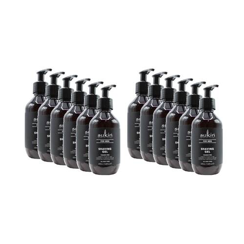 12PK Sukin For Men Soothing Shaving Gel for All Skin Types w/Sesame & Chamomile 225ml