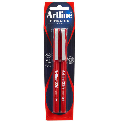 2pc Artline 220 0.2mm Fineline Pen - Red
