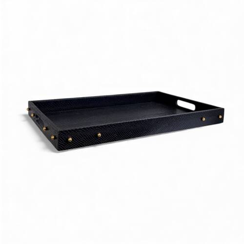 SS Collective Black Studded Decor Tray Large W/ Luxury Gold Accents 56x35cm