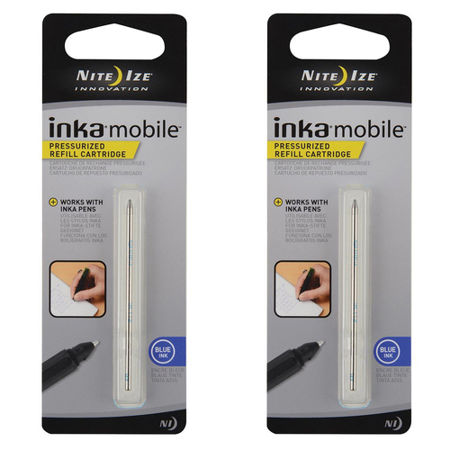 2PK Nite Ize Inka Mob Pressurized Refill Cartridge Blue Ink For Pens