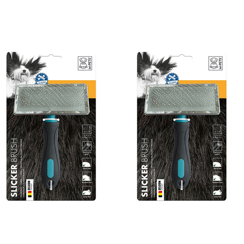 2x M-Pets 12x18cm Slicker Brush Dog/Puppy Pet Hair Shedding Grooming Tool