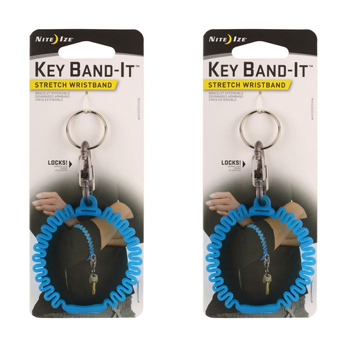 2PK Nite Ize Key Band-It Stretch Wristband Keyholder Blue 6.5cm