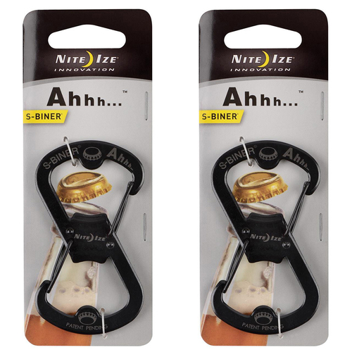 2PK Nite Ize Ahhh... 8cm S-Biner Carabiner/Bottle Opener - Black