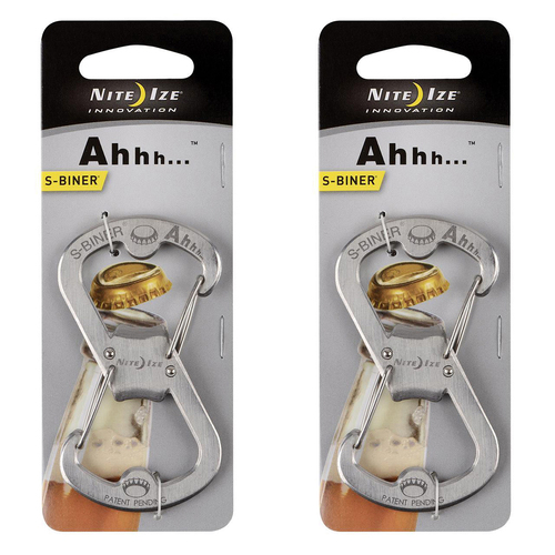 2PK Nite Ize Ahhh... 8cm S-Biner Carabiner/Bottle Opener - Stainless