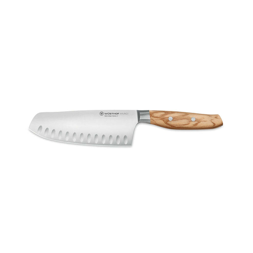 Wusthof Amici Steel Santoku Knife w/ Olive Wood Grip 17cm Blade