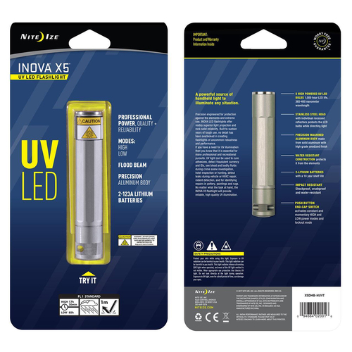 Nite Ize X5 Aluminium 12cm UV LED Flashlight - Titanium