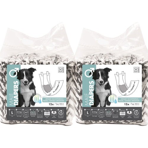 2x 12pc M-Pets Male Dog/Puppy Pet Diapers Breathable Large w/ Witness Indicator