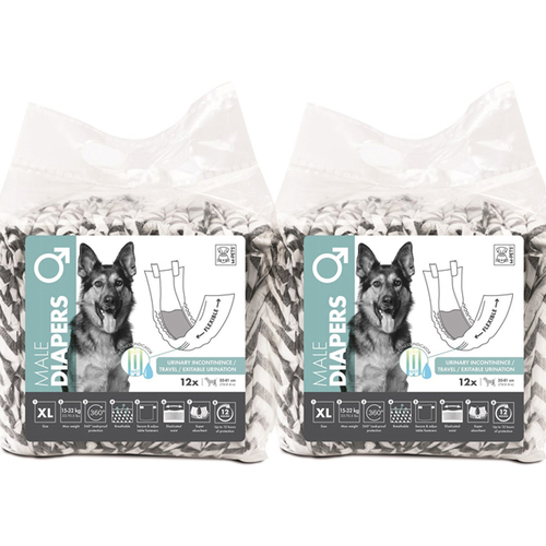 2x 12pc M-Pets Male Dog/Puppy Pet Diapers Breathable Secure XL w/ Witness Indicator